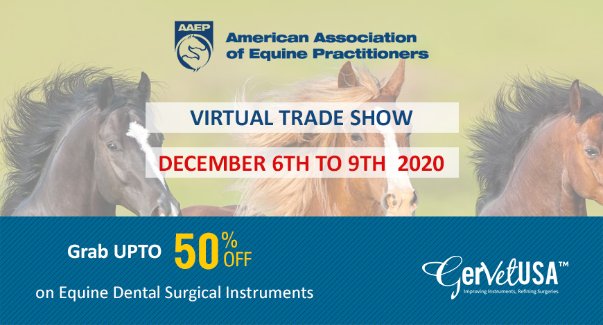 Join Us at AAEP 2020 (American Association of Equine Practitioners) Virtual Trade Show on Dec 6th to 9th, 2020 to Grab UPTO 50% OFF on Equine Dental Surgical Instruments