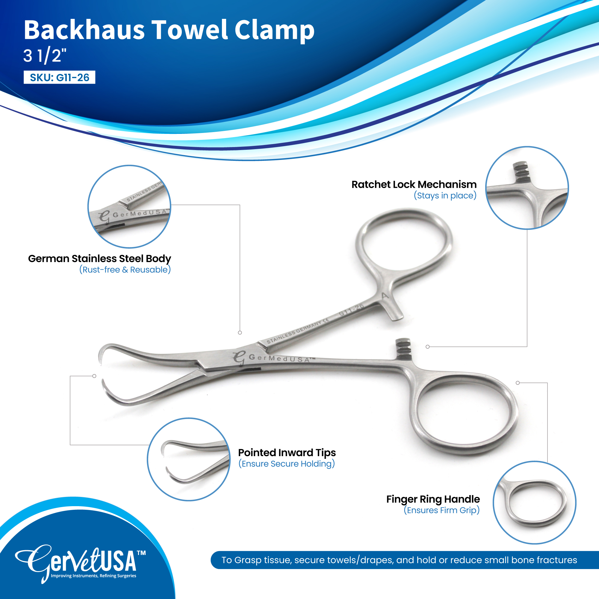 Backhaus Towel Clamp 3 1/2"