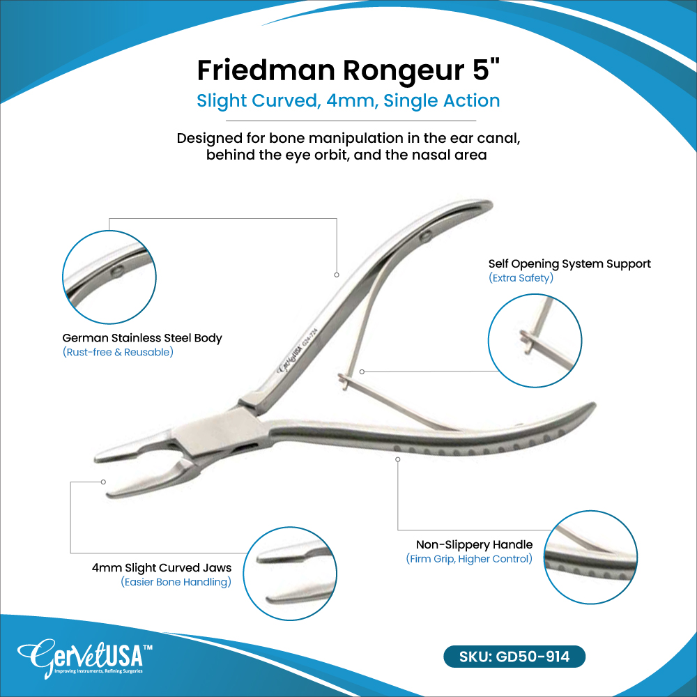 Friedman Rongeur 5" Slight Curved, 4mm, Single Action
