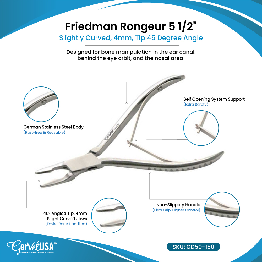 Friedman Rongeur 5 1/2" Slightly Curved, 4mm, Tip 45 Degree Angle