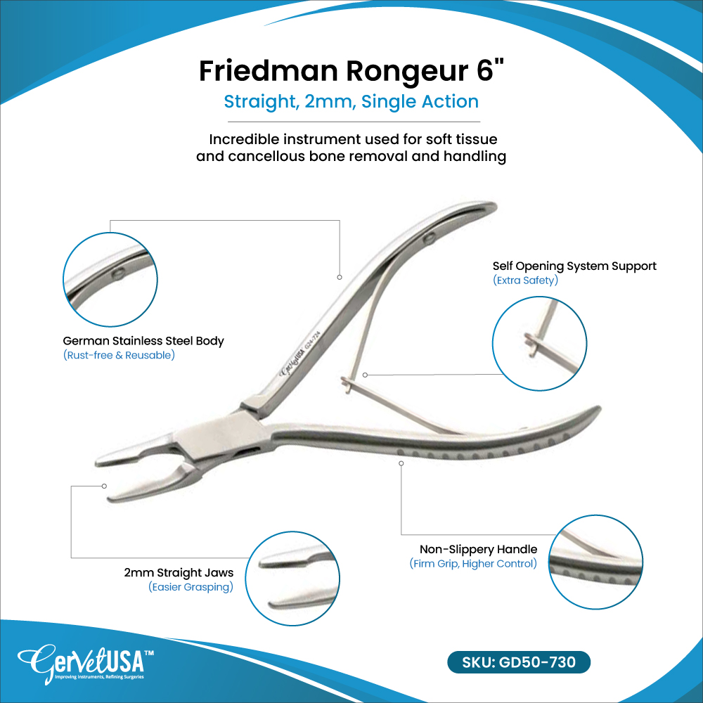 Friedman Rongeur 6" Straight, 2mm, Single Action