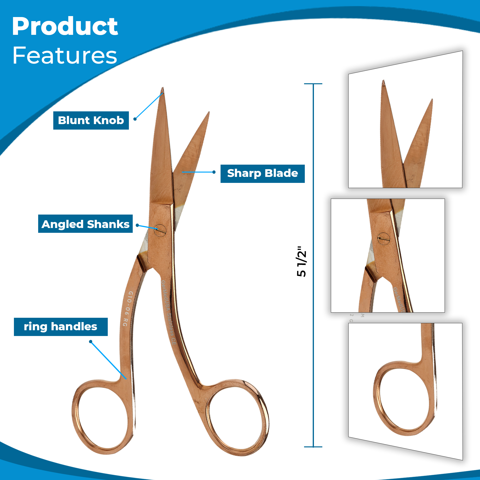 Hi Level Bandage Scissors 4 1/2", Color Coated GerVetUSA Inc