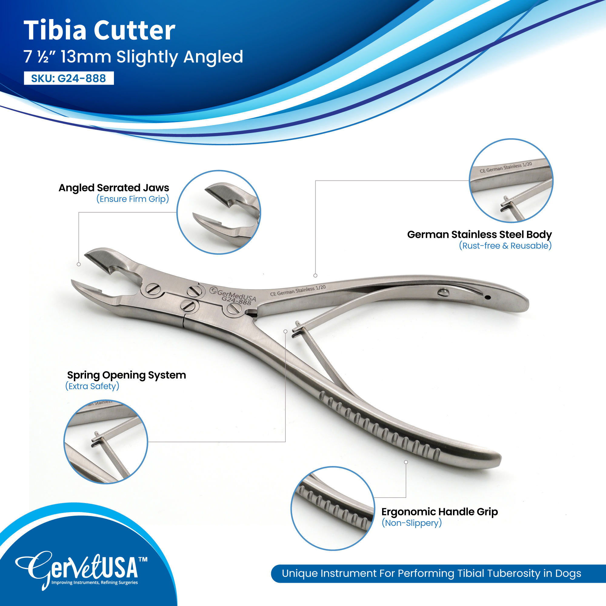 Tibia Cutter 7 ½” 13mm Slightly Angled