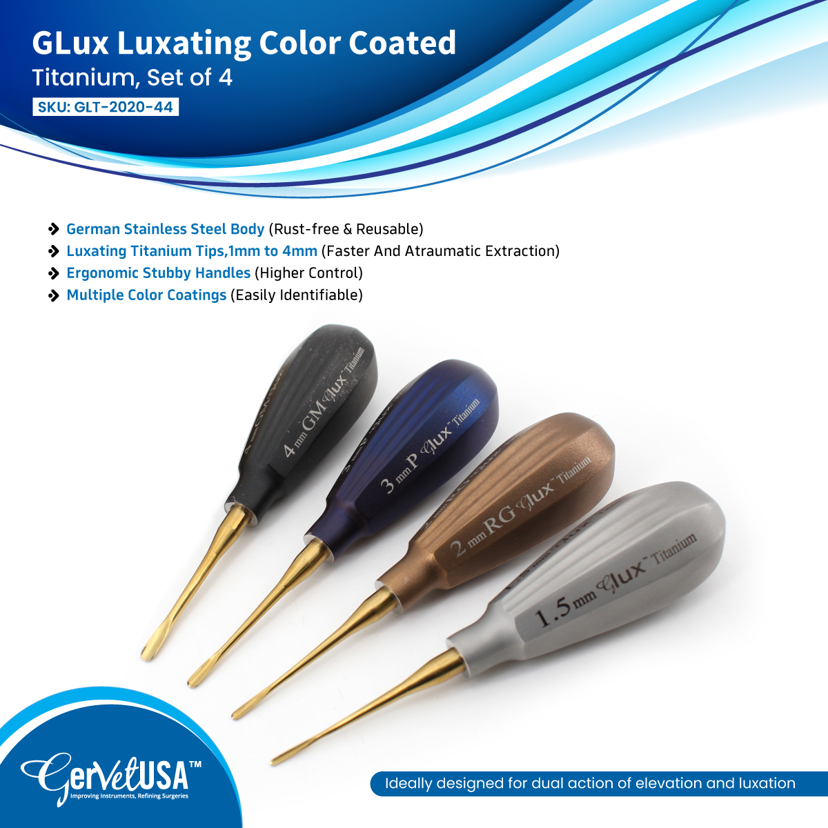 GLux Luxating Color Coated Titanium, Set of 4