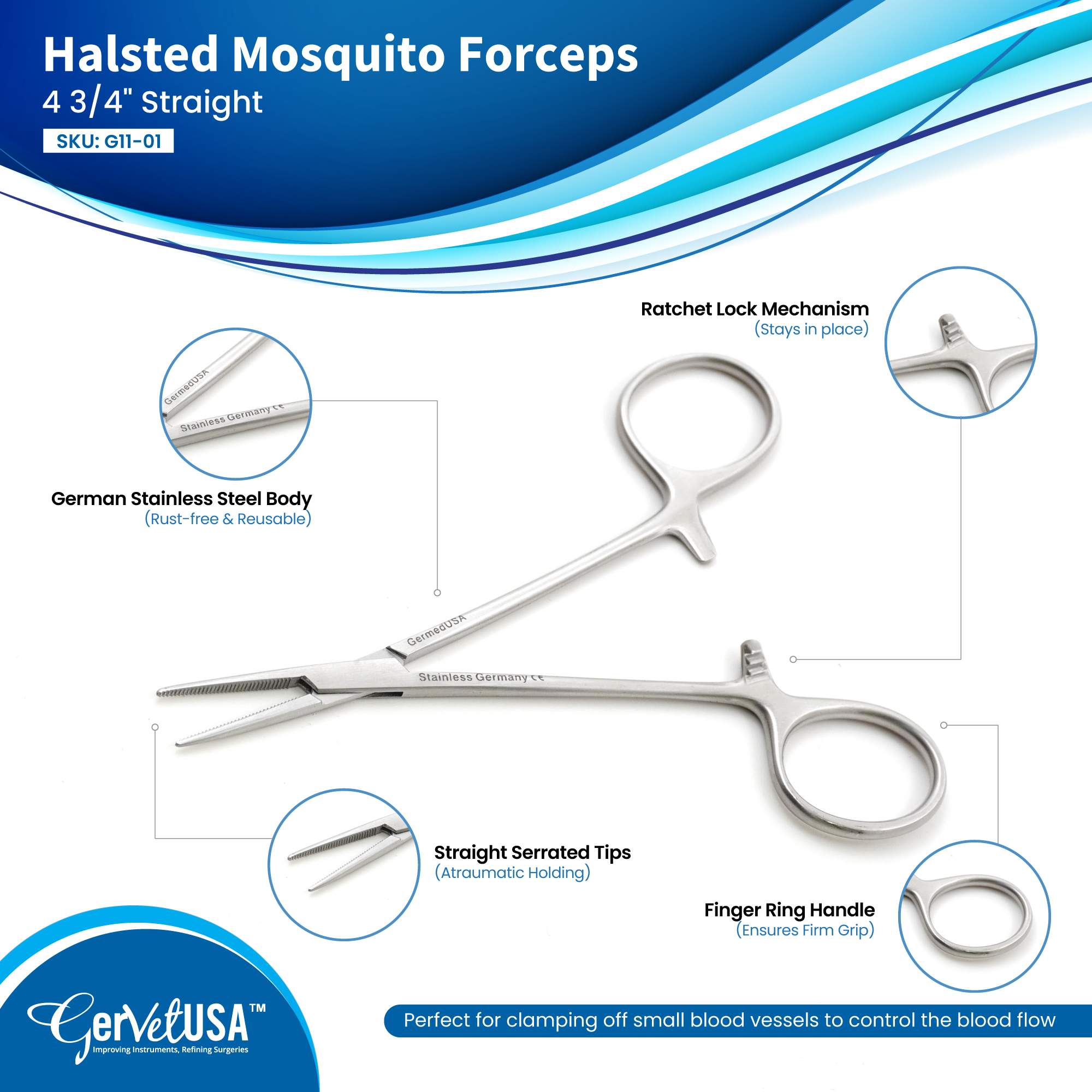 Halsted Mosquito Forceps 4 3/4" Straight