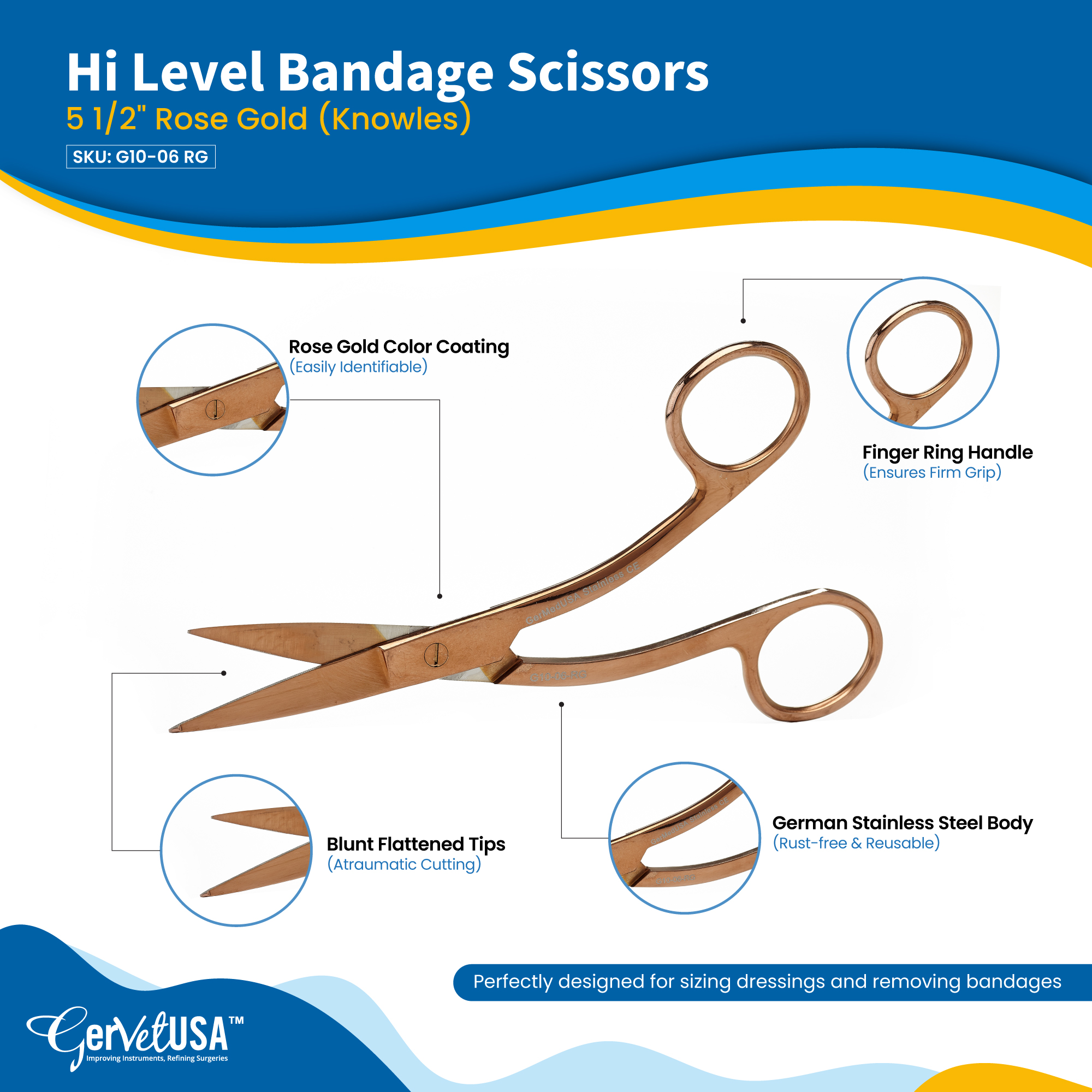 Hi Level Bandage Scissors 5 1/2" Rose Gold (Knowles)