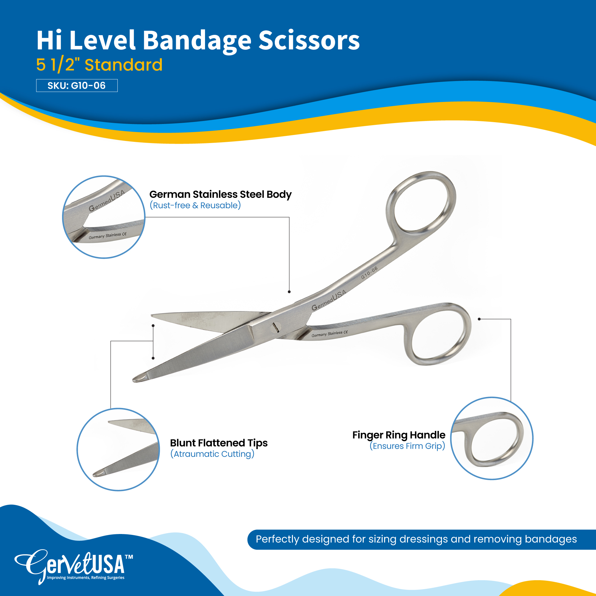 Hi Level Bandage Scissors 5 1/2" Standard