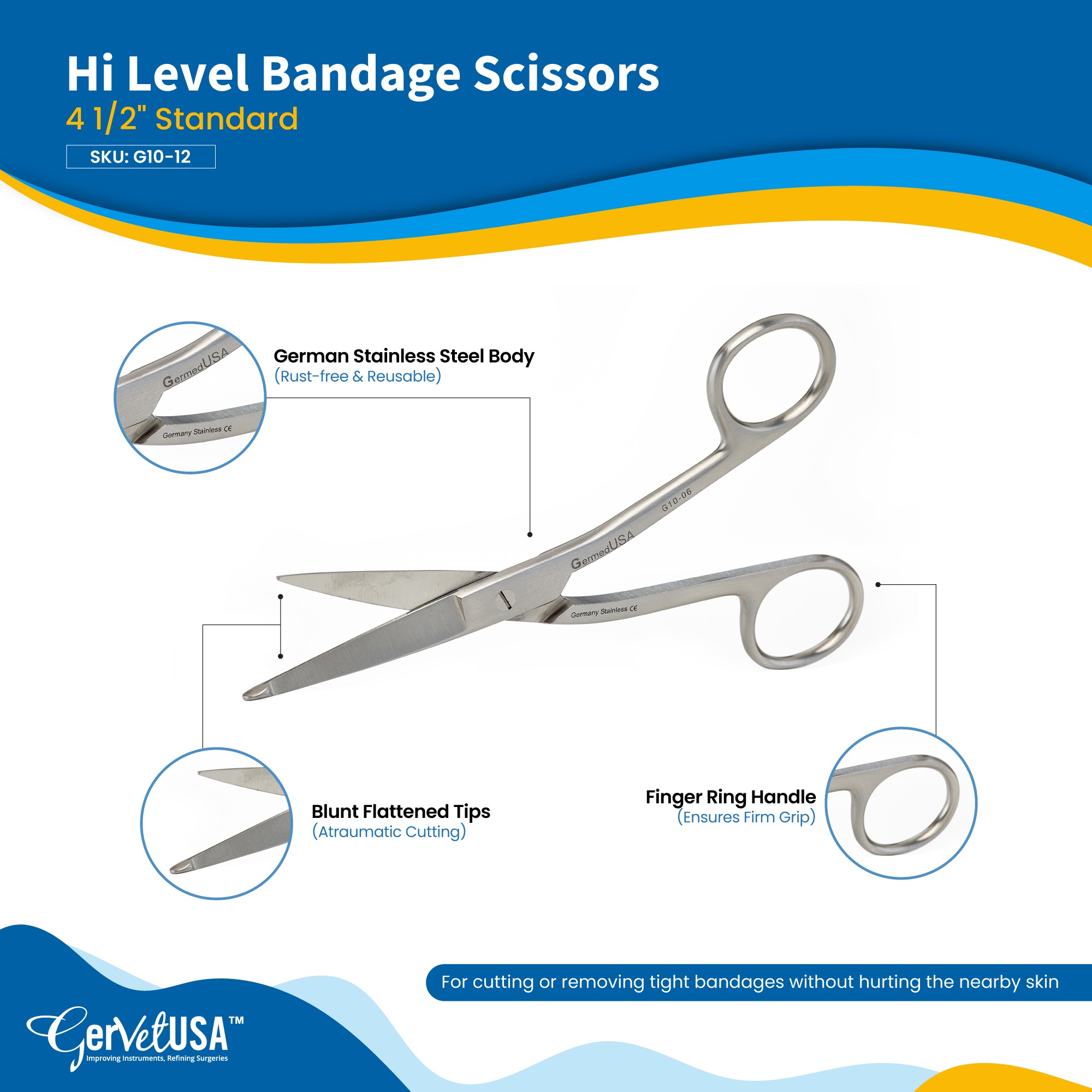 Hi Level Bandage Scissors 4 1/2" Standard