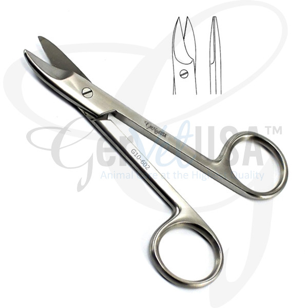 Wire Cutting Scissors 4" Curved Smooth GerVetUSA lnc