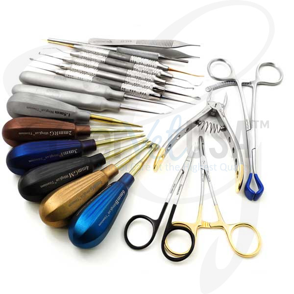 GV Dental Kit With Luxating Winged Color Coated - Titanium