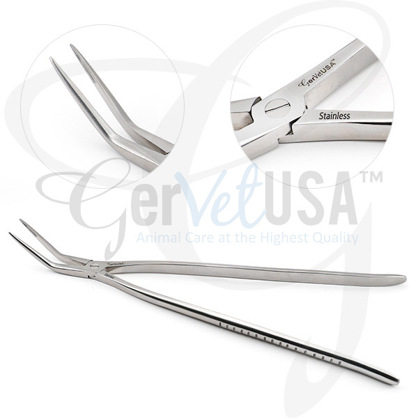 Equine Dental Root Fragment Forceps - Delicate 45°