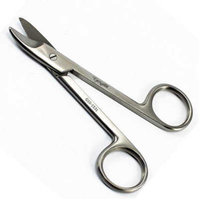 Crown and Collar Scissors 4 3/4" Curved - One Serrated Blade