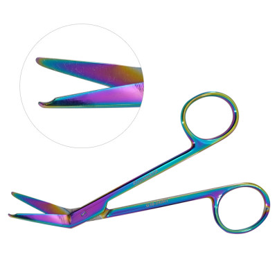 Stitch Scissors Stainless Steel 4 1/2" 45 Degree Rainbow Coated