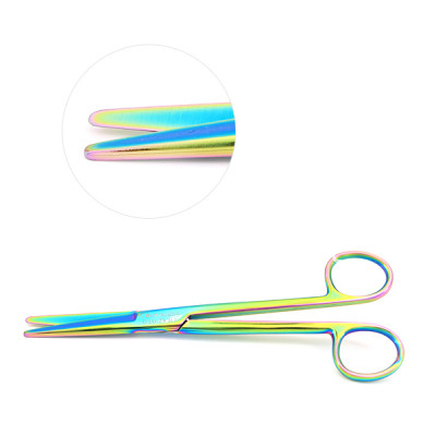 Mayo Dissecting Scissors Straight 6 3/4``, Rainbow Coated