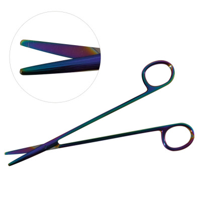 Metzenbaum Scissors 7`` Curved Rainbow Coated