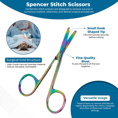 Spencer Stitch Scissors 3 1/2" Rainbow Color