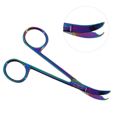 Northbent/Shortbent Stitch Scissors 4 1/2" Rainbow Coated