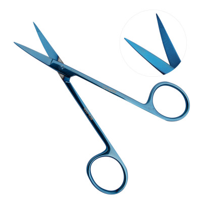 Iris Scissors 4 1/2 inch Straight - Blue Color Coated