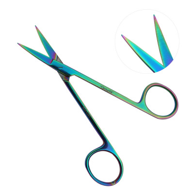 Iris Scissors 4 1/2 inch Curved - Rainbow Color Coated