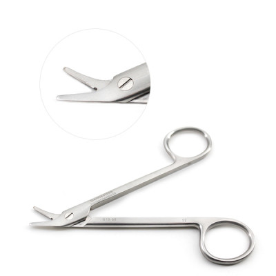 Wire Cutting Scissors 4 3/4`` Angled One Serrated Blade
