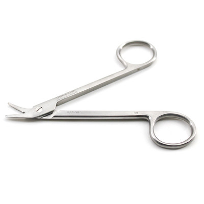 Wire Cutting Scissors 4 3/4" Angled One Serrated Blade