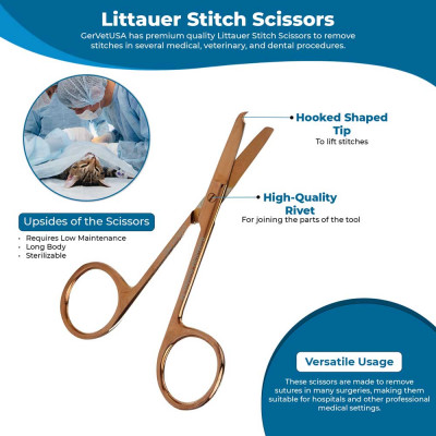 Littauer Stitch Scissors Straight 4 1/2" - Rose Gold