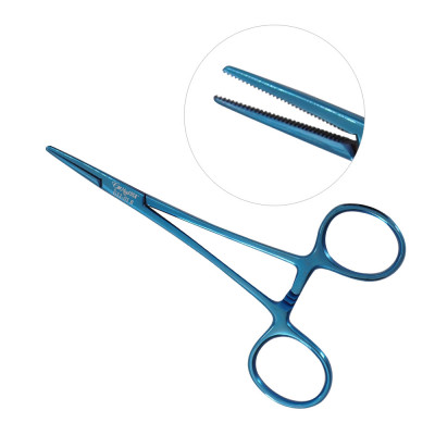 Halsted Mosquito Forceps 4 3/4 inch Straight, Blue Coated