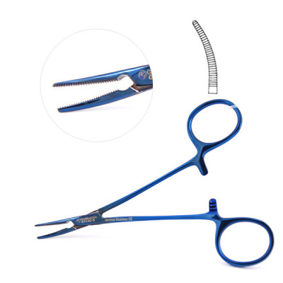 Halsted Mosquito Forceps 4 3/4", Curved, Blue Coated