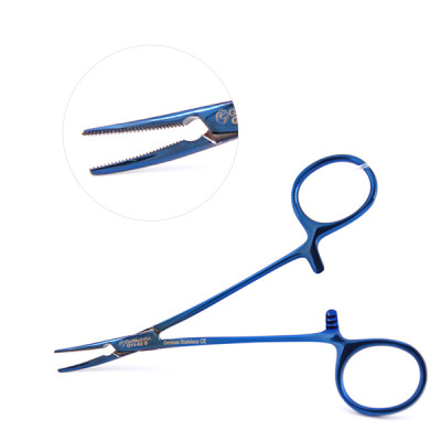 Halsted Mosquito Forceps 4 3/4``, Curved, Blue Coated