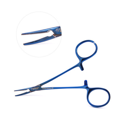 Halsted Mosquito Forceps 4 3/4", Curved, Blue Coated