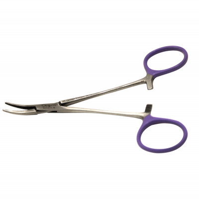 Halstead Mosquito Forceps 4 3/4`` Curved, Purple Ring Coated