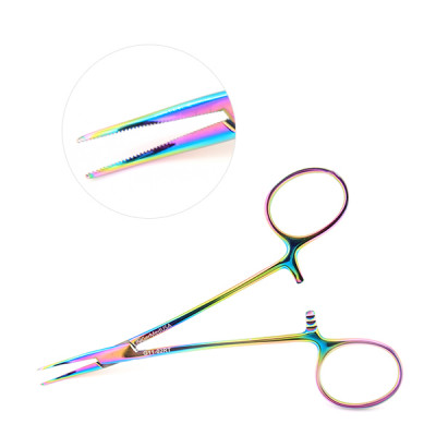 Halsted Mosquito Forceps 4 3/4``, Curved, Rainbow Coated