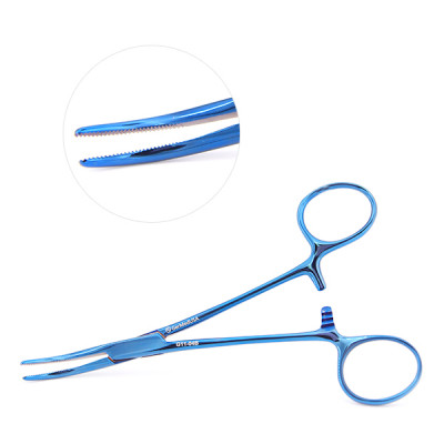 Kelly Hemostatic Forceps 5 1/2`` Curved, Blue Coated
