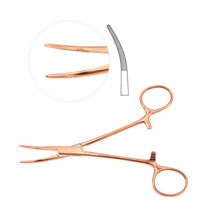 Kelly Hemostatic Forceps 5 1/2 inch Curved, Rose Gold