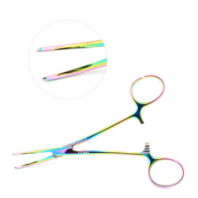 Kelly Hemostatic Forceps 5 1/2`` Curved, Rainbow Coated