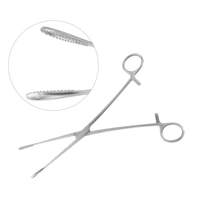 Foerster Sponge Forceps Straight 9 1/2 inch Serrated Jaws