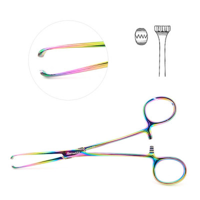 Baby Allis Tissue Forceps 5 1/2`` Delicate Rainbow Coated