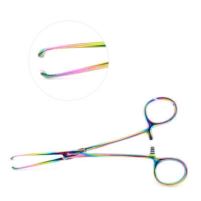 Allis Tissue Forceps 6 inch 4x5 Teeth, Rainbow Coated