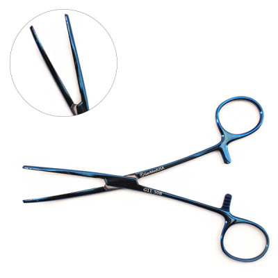Rochester Carmalt Forceps Curved 8 inch Blue Coated