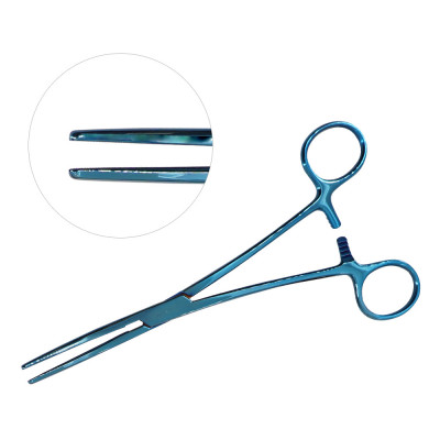 Rochester Carmalt Forceps Curved 8 inch Blue Coated