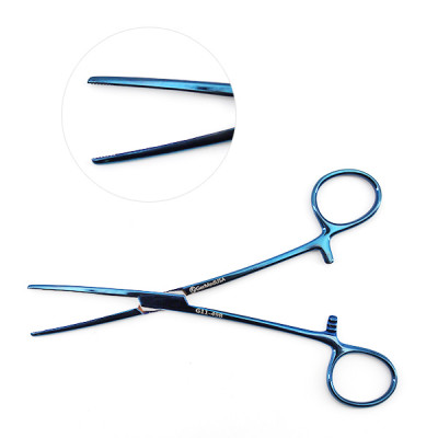 Rochester-Carmalt Forceps Straight 6 1/4 inch, Blue Coated