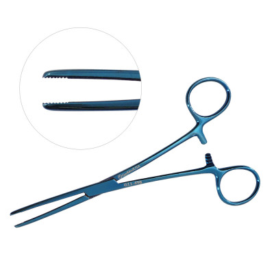 Rochester-Carmalt Forceps Straight 6 1/4 inch, Blue Coated