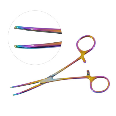 Rochester Carmalt Forceps Curved 6 1/4`` Rainbow Coated