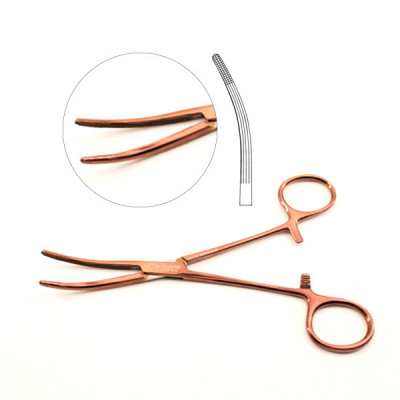 Rochester Carmalt Forceps 5 1/2`` Curved Rose Gold Coated