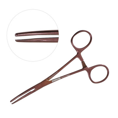 Rochester Carmalt Forceps 5 1/2`` Curved Rose Gold Coated