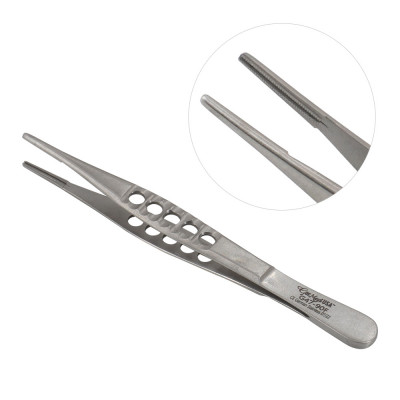 Thumb Tissue Forceps Serrated, 6 inch Fenestrated Handle