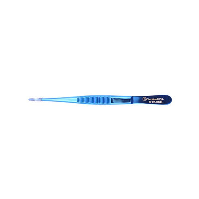 Thumb Tissue Forceps 5`` 1x2 Teeth, Blue Coated