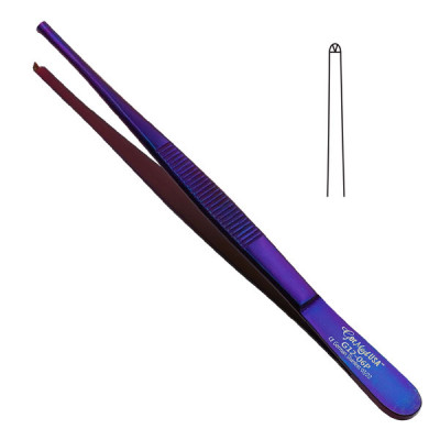 Thumb Tissue Forceps 5" 1x2 Teeth, Purple Coated