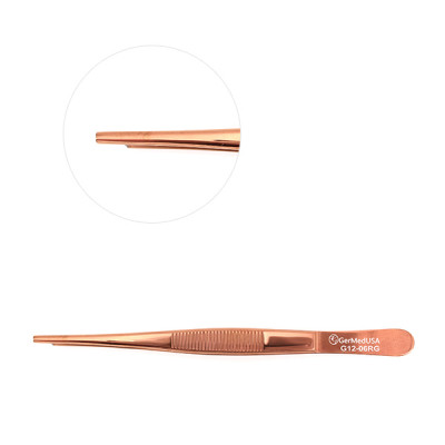 Tissue Forceps 5`` 1x2 Teeth, Rose Gold