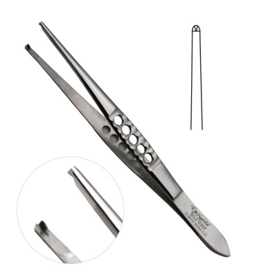 Thumb Tissue Forceps 1x2 Teeth, 5 1/2 inch Fenestrated Handle